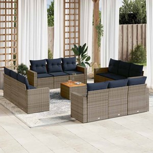 Maison exclusive - salon de jardin avec coussins 13 pcs gris résine tressée