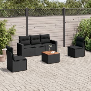 Maison exclusive - salon de jardin 6 pcs avec coussins noir résine tressée