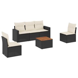 Maison exclusive - salon de jardin 6 pcs avec coussins noir résine tressée