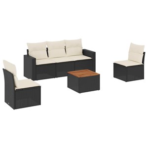 Maison exclusive - salon de jardin 6 pcs avec coussins noir résine tressée
