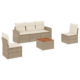 Maison exclusive - salon de jardin avec coussins 6 pcs beige résine tressée