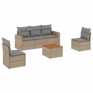 Maison exclusive - salon de jardin avec coussins 6pcs mélange beige résine tress