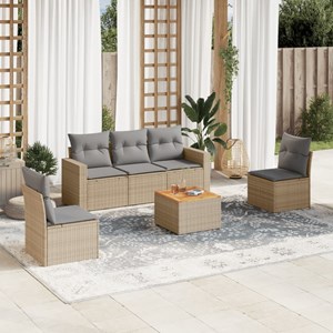Maison exclusive - salon de jardin avec coussins 6pcs mélange beige résine tress