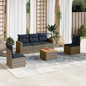Maison exclusive - salon de jardin 6 pcs avec coussins gris résine tressée