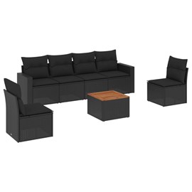 Maison exclusive - salon de jardin 7 pcs avec coussins noir résine tressée