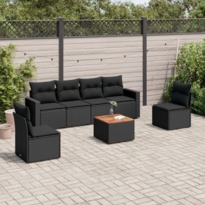 Maison exclusive - salon de jardin 7 pcs avec coussins noir résine tressée