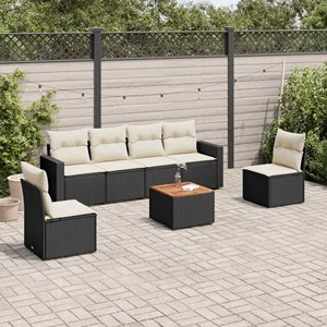 Maison exclusive - salon de jardin 7 pcs avec coussins noir résine tressée