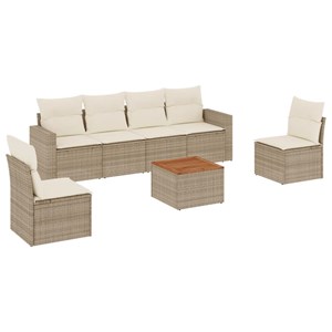 Maison exclusive - salon de jardin avec coussins 7 pcs beige résine tressée