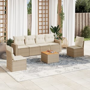 Maison exclusive - salon de jardin avec coussins 7 pcs beige résine tressée