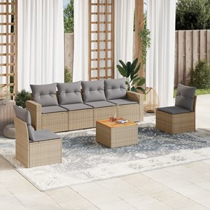 Maison exclusive - salon de jardin avec coussins 7pcs mélange beige résine tress