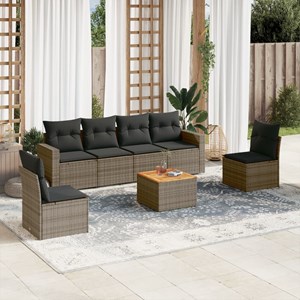 Maison exclusive - salon de jardin avec coussins 7 pcs gris résine tressée
