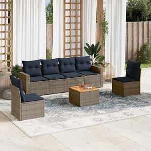 Maison exclusive - salon de jardin 7 pcs avec coussins gris résine tressée