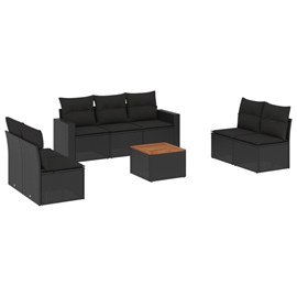 Maison exclusive - salon de jardin 8 pcs avec coussins noir résine tressée