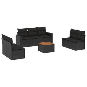 Maison exclusive - salon de jardin 8 pcs avec coussins noir résine tressée