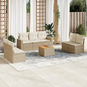 Maison exclusive - salon de jardin avec coussins 8 pcs beige résine tressée