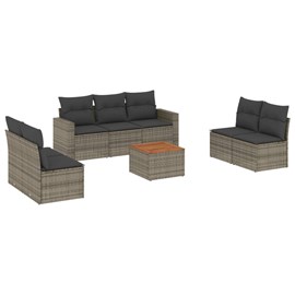 Maison exclusive - salon de jardin 8 pcs avec coussins gris résine tressée