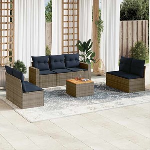Maison exclusive - salon de jardin 8 pcs avec coussins gris résine tressée
