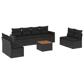 Maison exclusive - salon de jardin 9 pcs avec coussins noir résine tressée