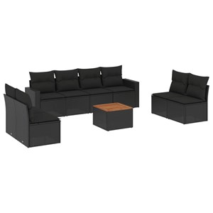 Maison exclusive - salon de jardin 9 pcs avec coussins noir résine tressée