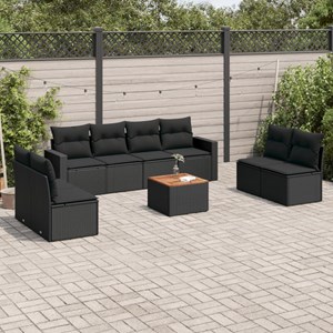 Maison exclusive - salon de jardin 9 pcs avec coussins noir résine tressée