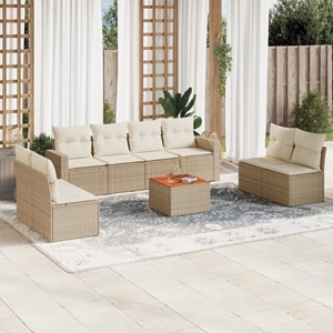 Maison exclusive - salon de jardin avec coussins 9 pcs beige résine tressée