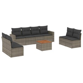 Maison exclusive - salon de jardin 9 pcs avec coussins gris résine tressée