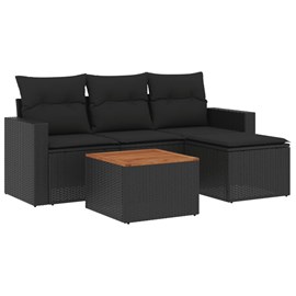 Maison exclusive - salon de jardin 5 pcs avec coussins noir résine tressée