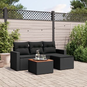 Maison exclusive - salon de jardin 5 pcs avec coussins noir résine tressée