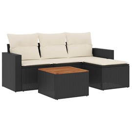 Maison exclusive - salon de jardin 5 pcs avec coussins noir résine tressée