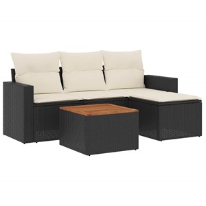 Maison exclusive - salon de jardin 5 pcs avec coussins noir résine tressée