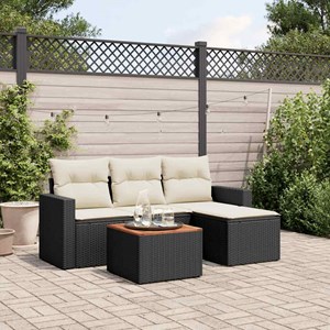 Maison exclusive - salon de jardin 5 pcs avec coussins noir résine tressée