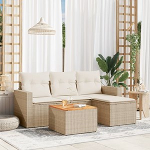 Maison exclusive - salon de jardin avec coussins 5 pcs beige résine tressée
