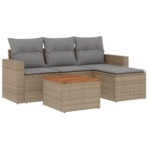 Maison exclusive - salon de jardin avec coussins 5pcs mélange beige résine tress