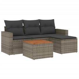 Maison exclusive - salon de jardin 5 pcs avec coussins gris résine tressée