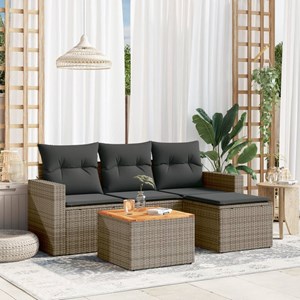Maison exclusive - salon de jardin 5 pcs avec coussins gris résine tressée