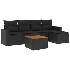 Maison exclusive - salon de jardin 6 pcs avec coussins noir résine tressée