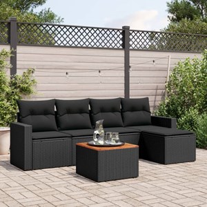 Maison exclusive - salon de jardin 6 pcs avec coussins noir résine tressée