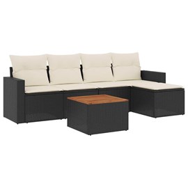 Maison exclusive - salon de jardin 6 pcs avec coussins noir résine tressée