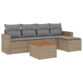 Maison exclusive - salon de jardin avec coussins 6pcs mélange beige résine tress