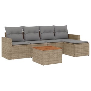 Maison exclusive - salon de jardin avec coussins 6pcs mélange beige résine tress