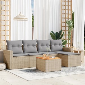 Maison exclusive - salon de jardin avec coussins 6pcs mélange beige résine tress