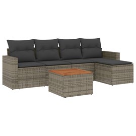 Maison exclusive - salon de jardin 6 pcs avec coussins gris résine tressée