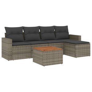 Maison exclusive - salon de jardin 6 pcs avec coussins gris résine tressée