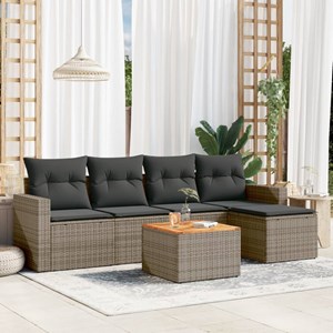 Maison exclusive - salon de jardin 6 pcs avec coussins gris résine tressée