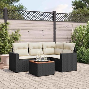 Maison exclusive - salon de jardin 5 pcs avec coussins noir résine tressée