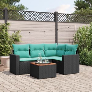 Maison exclusive - salon de jardin 5 pcs avec coussins noir résine tressée