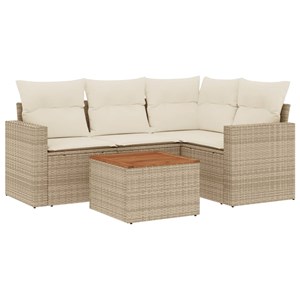 Maison exclusive - salon de jardin avec coussins 5 pcs beige résine tressée