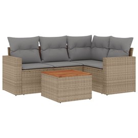 Maison exclusive - salon de jardin avec coussins 5pcs mélange beige résine tress
