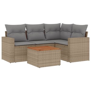 Maison exclusive - salon de jardin avec coussins 5pcs mélange beige résine tress