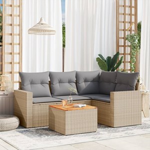 Maison exclusive - salon de jardin avec coussins 5pcs mélange beige résine tress